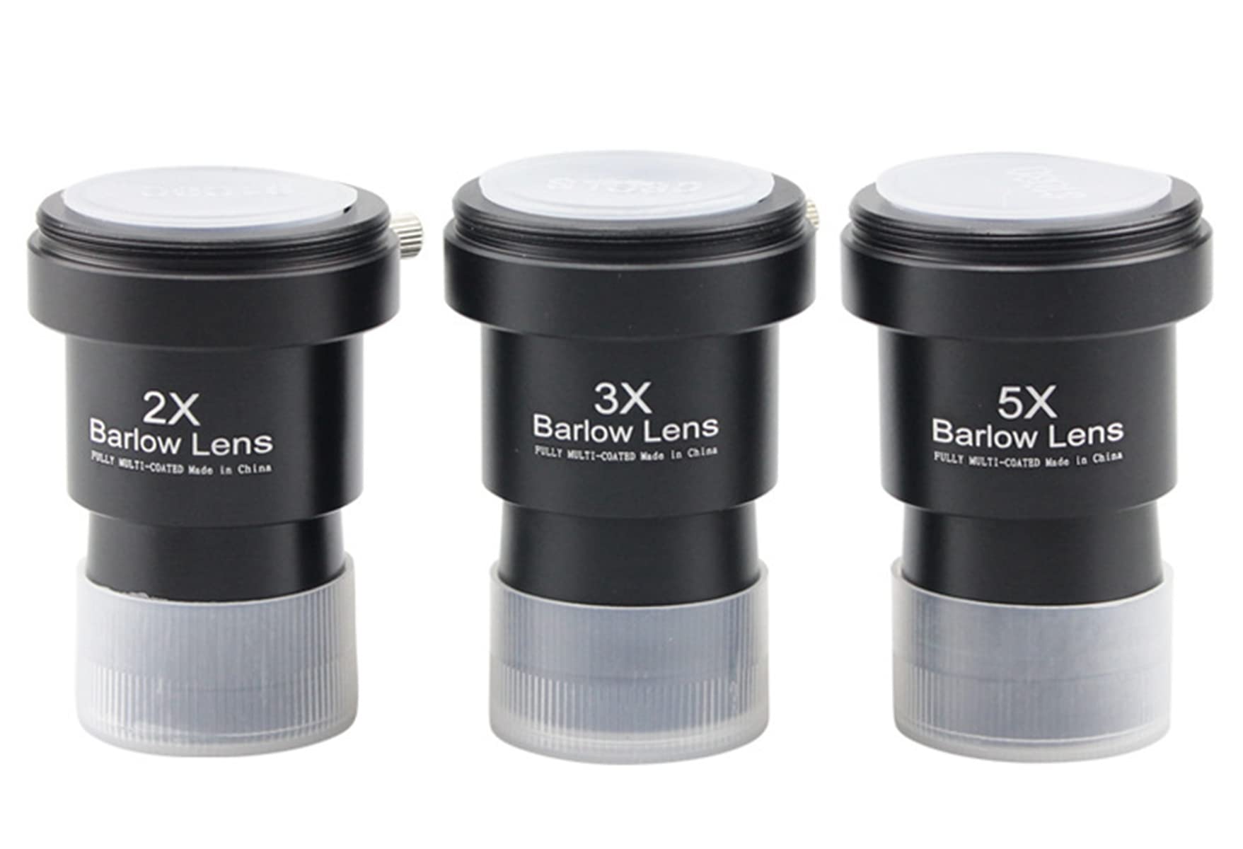Telescope Barlow Lenses Kit 2X 3X 5X, 1.25 Inch Telescope Accessory, Fully Metal Multi Coated Broadband Green Film Barlow Lens F